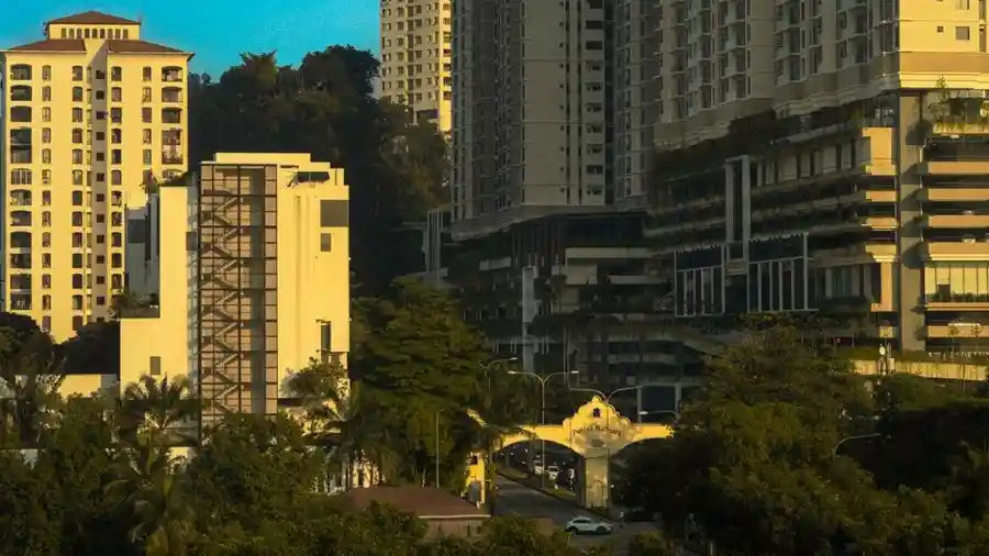 Apartment towers and trees in an Ampang residential neighbourhood