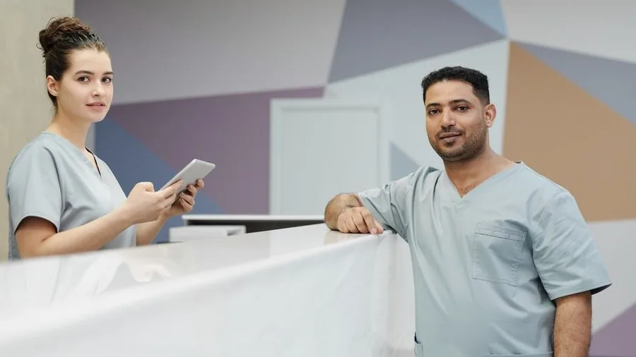 Reception and consultation area inside a modern aesthetic clinic