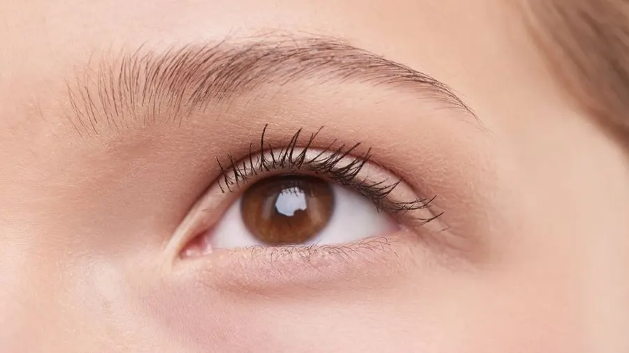 Close-up of a natural eyebrow and eye before a brow appointment