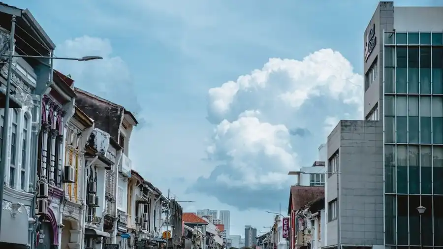 George Town Penang street lined with colonial-era shophouses