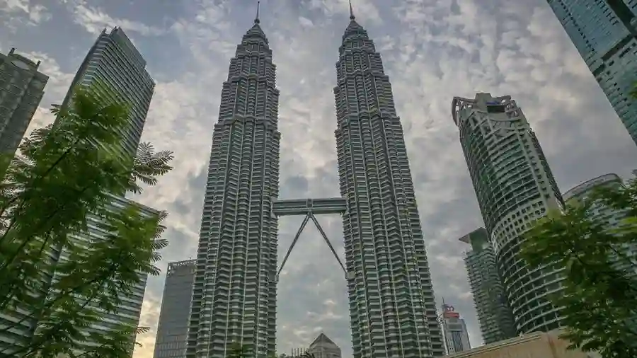 Kuala Lumpur city skyline seen from an elevated road