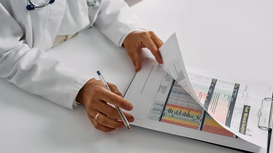 Surgeon reviewing patient notes at a desk before a procedure