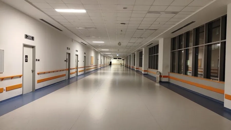 Bright corridor inside a private hospital in Malaysia