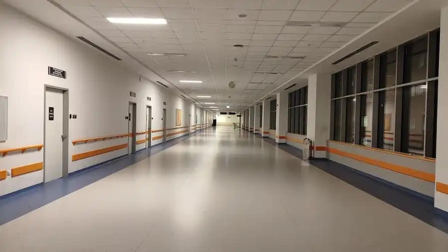Wide corridor inside a modern private hospital in Malaysia