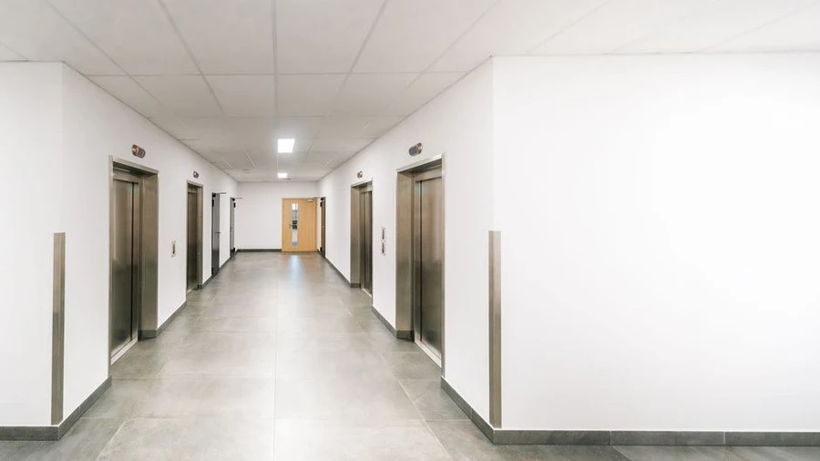 Clean modern corridor inside a private hospital building in Malaysia