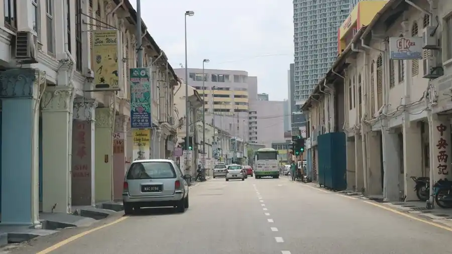 Heritage shophouse street in George Town, Penang