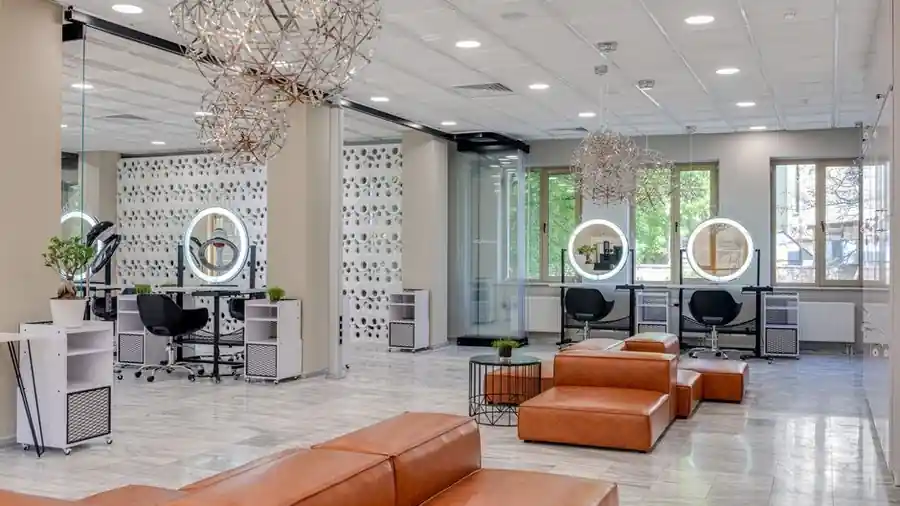 Minimalist aesthetic clinic lounge interior