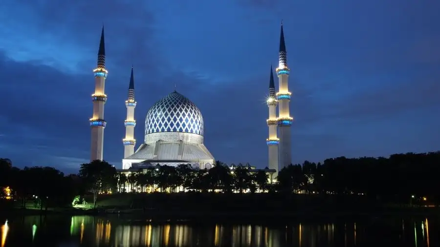 Blue-tiled dome of the Sultan Salahuddin Abdul Aziz Shah Mosque in Shah Alam